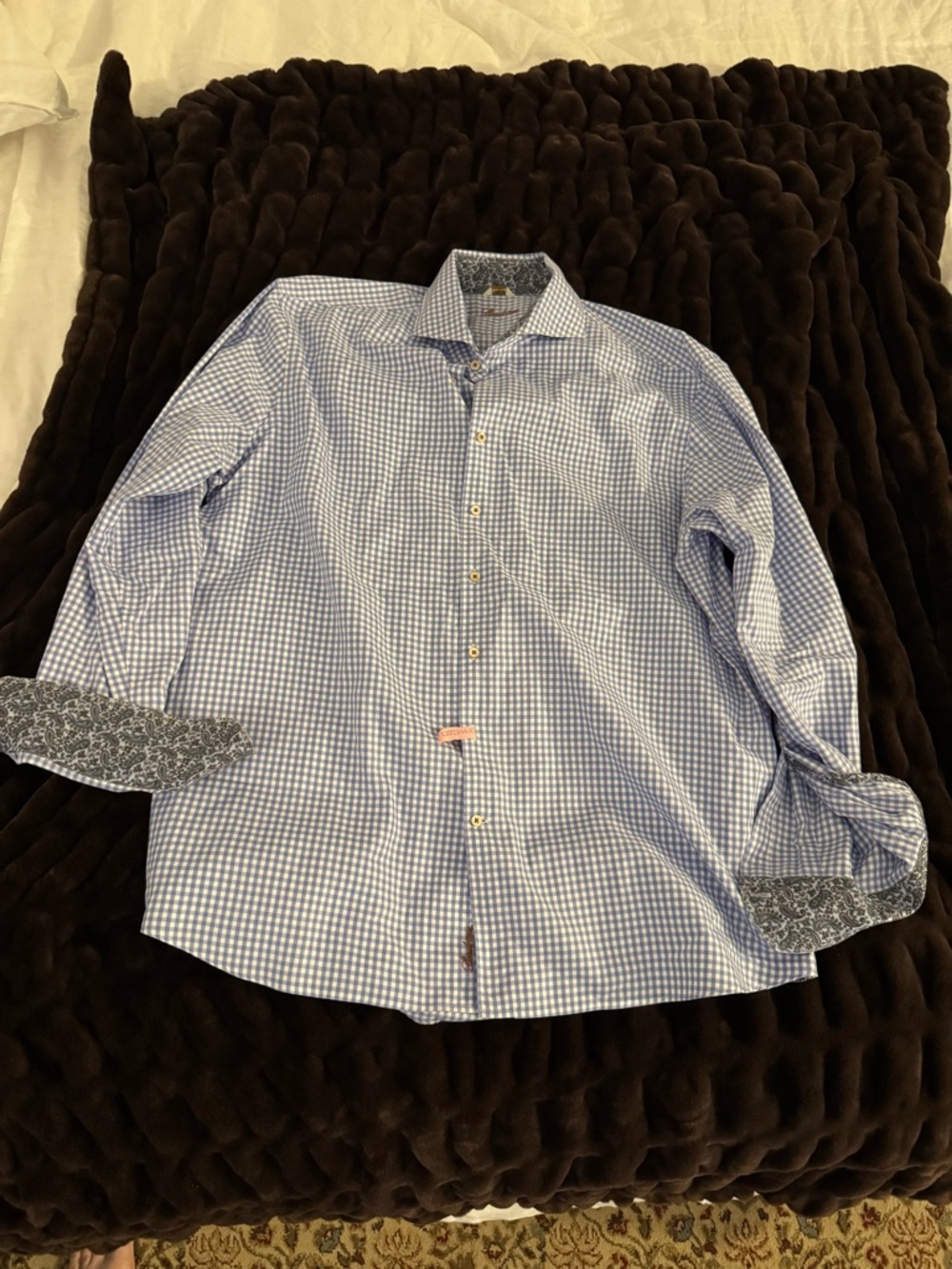 Stenstroms Men's Blue Gingham Button-Up Shirt